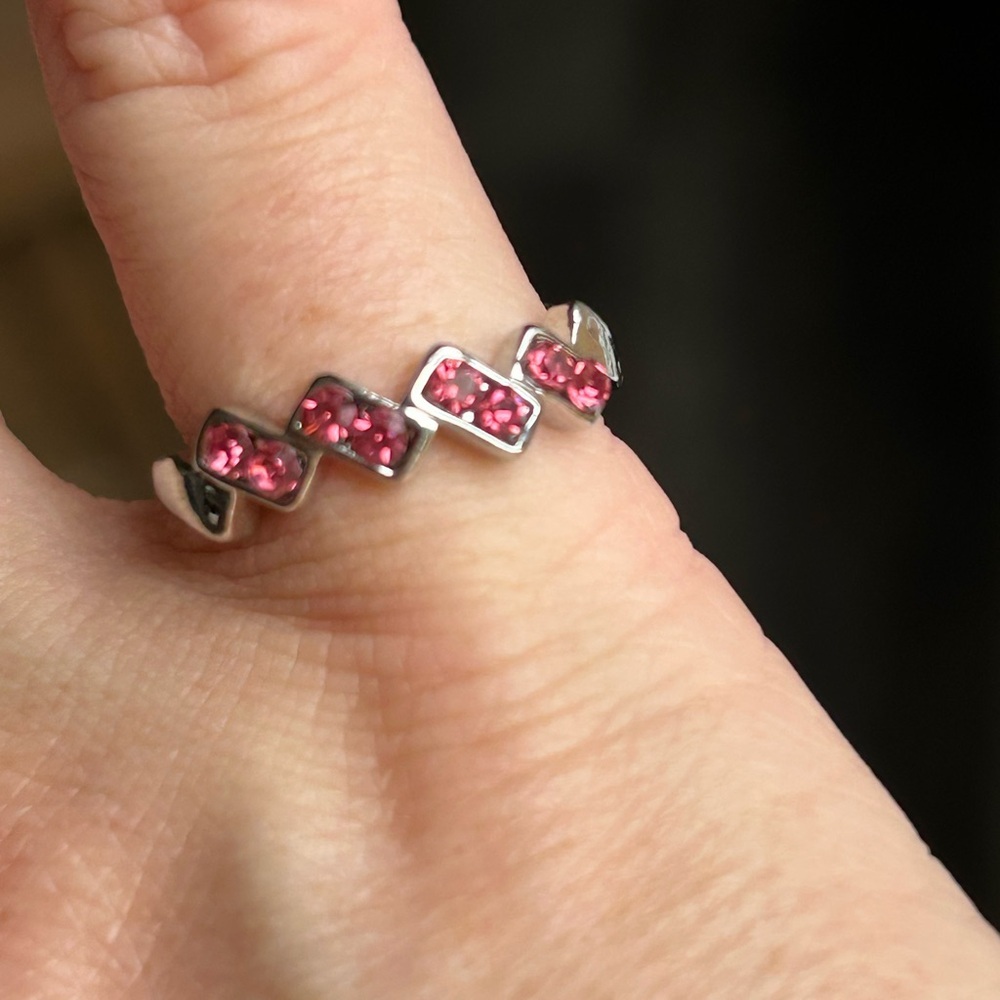 4/$100 Elegant Pink Gemstone Silver Ring 5 3/4 🥳